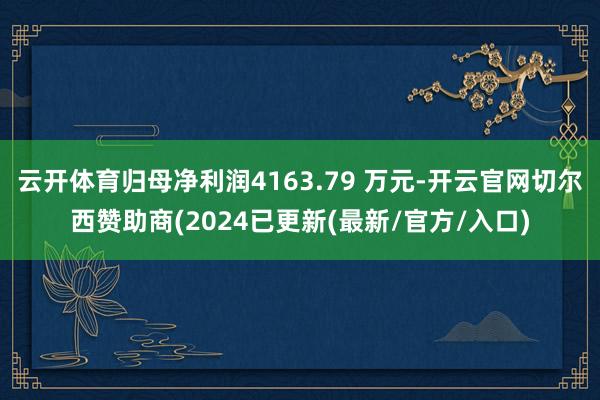 云开体育归母净利润4163.79 万元-开云官网切尔西赞助商(2024已更新(最新/官方/入口)